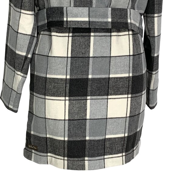Matilda Jane Check It Twice Plaid Drapey Open Front Wrap Belted Shacket Coat XS - Picture 6 of 11